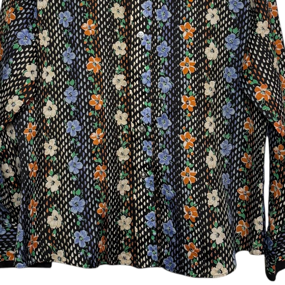 Vintage 1970s Kmart Dagger Collar Floral Button Up Blouse Size 40 XL - Picture 3 of 9